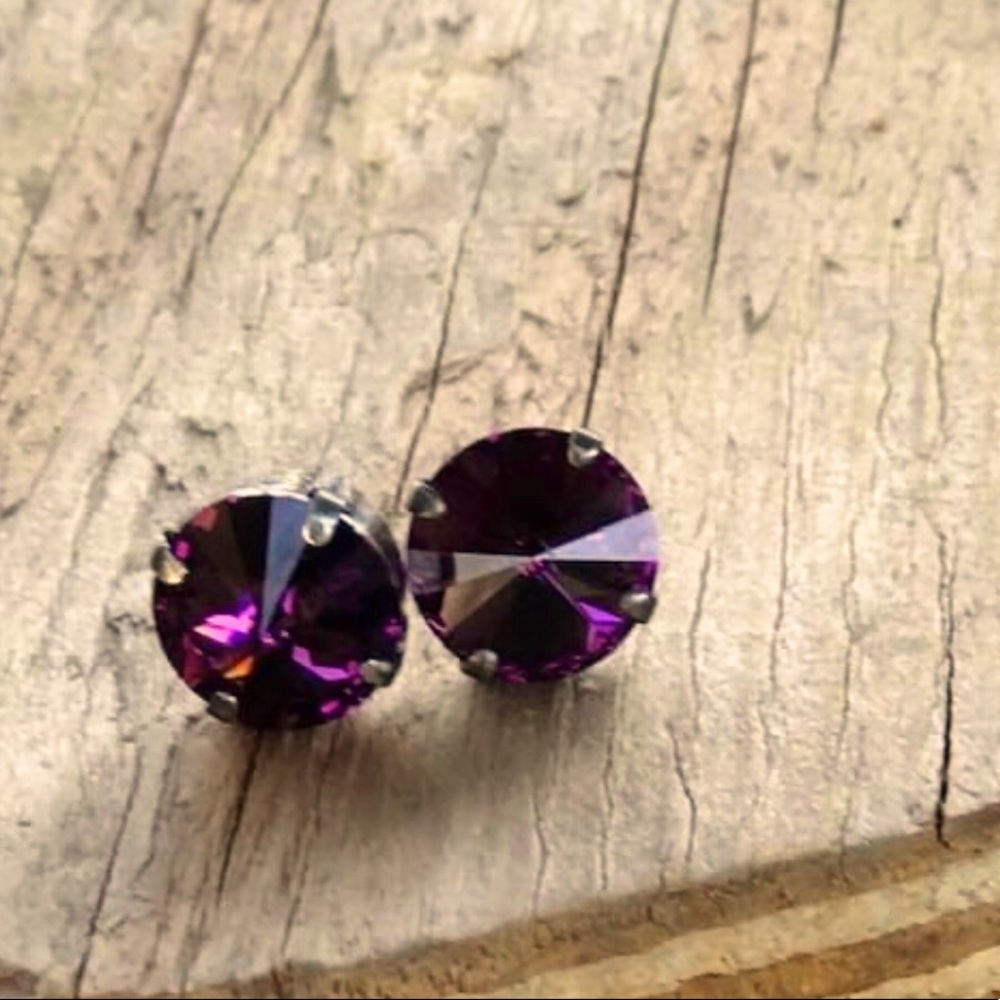 Rachel Marie Plum Swarovski Post Earrings